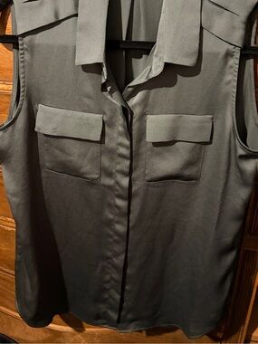 Banana Republic Olive Green Sleeveless Utility Blouse Shirt M